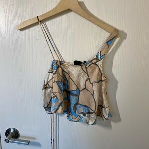 Urban Outfitters Abstract Pattern Camisole in Tan and Blue